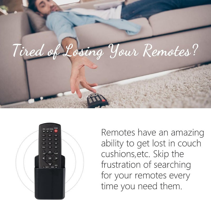 SIBRANT 2 Pcs Remote Control Holder Wall Mount, TV Controller Holder, Self Adhesive Remote Holder, Wall Pen Holder Storage Accessories for Home Office School(Black) - Image 2